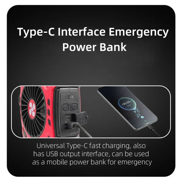 Mini Rechargeable Electric Fan Flashlight Emergency Power Bank