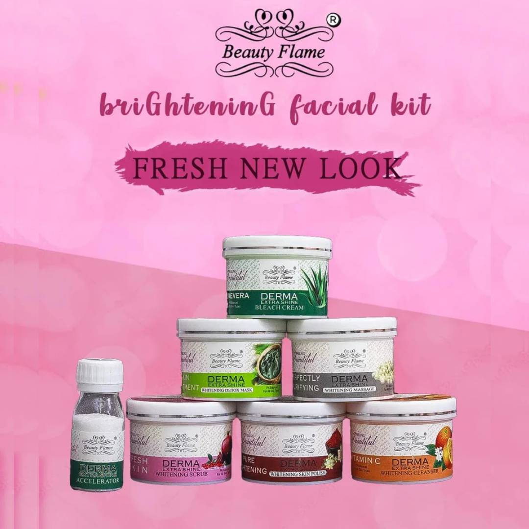 Beauty Flame Derma Extra Shine New Brightening Facial Kit (6 Steps) - Fairness Instant Radiance