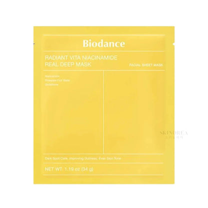 BIODANCE RADIANT VITA NIACINAMIDE -REAL DEEP MASK  136G - 4 SHEET BOX -YELLOW