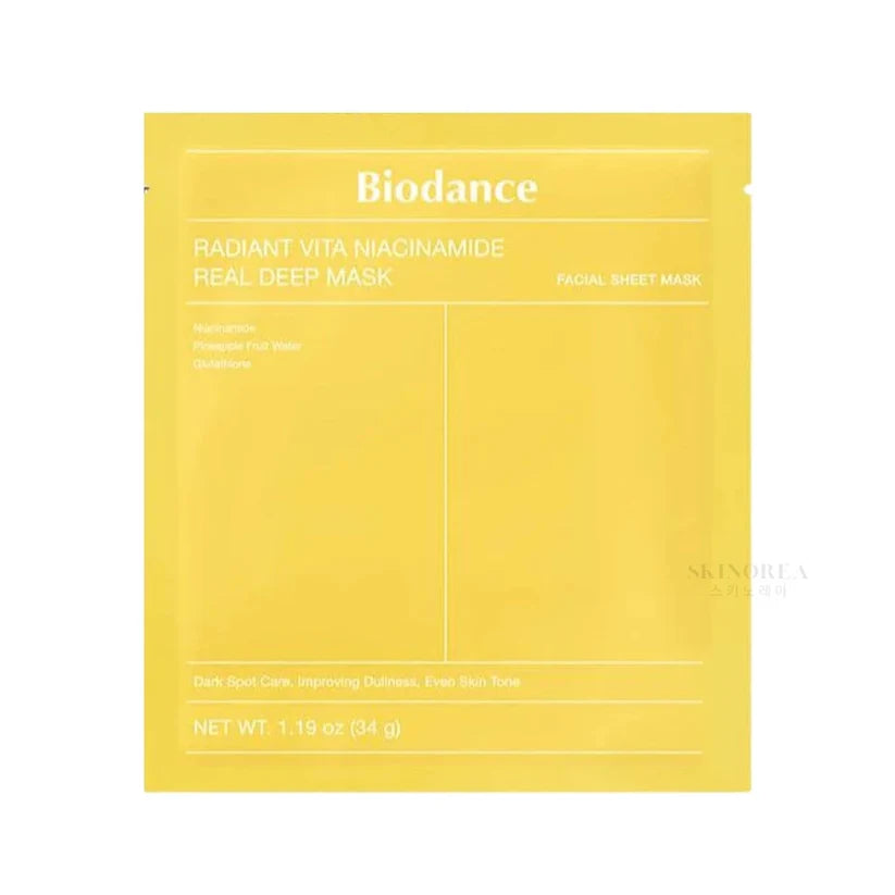 BIODANCE RADIANT VITA NIACINAMIDE -REAL DEEP MASK  136G - 4 SHEET BOX -YELLOW