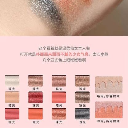 Biya Sweet Peach 14 Color Highlighter Shimmer Eyeshadow Palette
