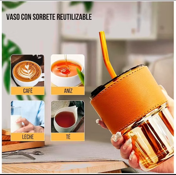 Glass Coffee Mug With Straw