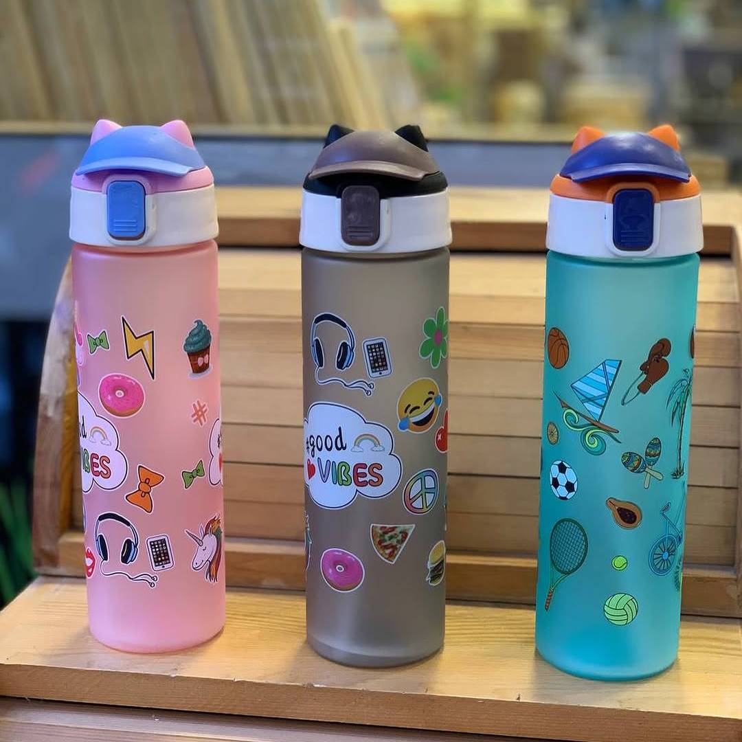 Character Stickers Carton Cap Water Bottle