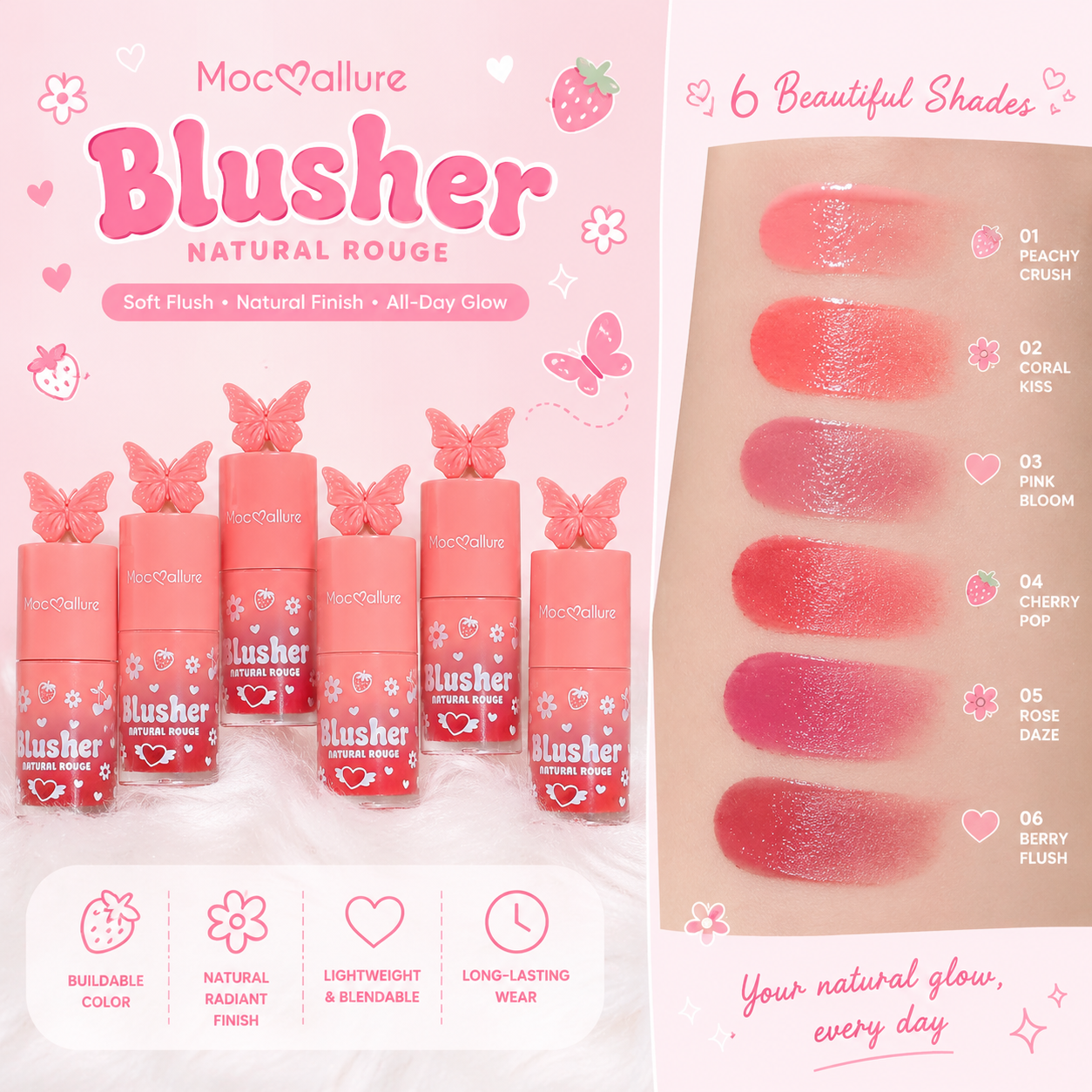 Mocallure Puff Liquid Blushon Pack of 6