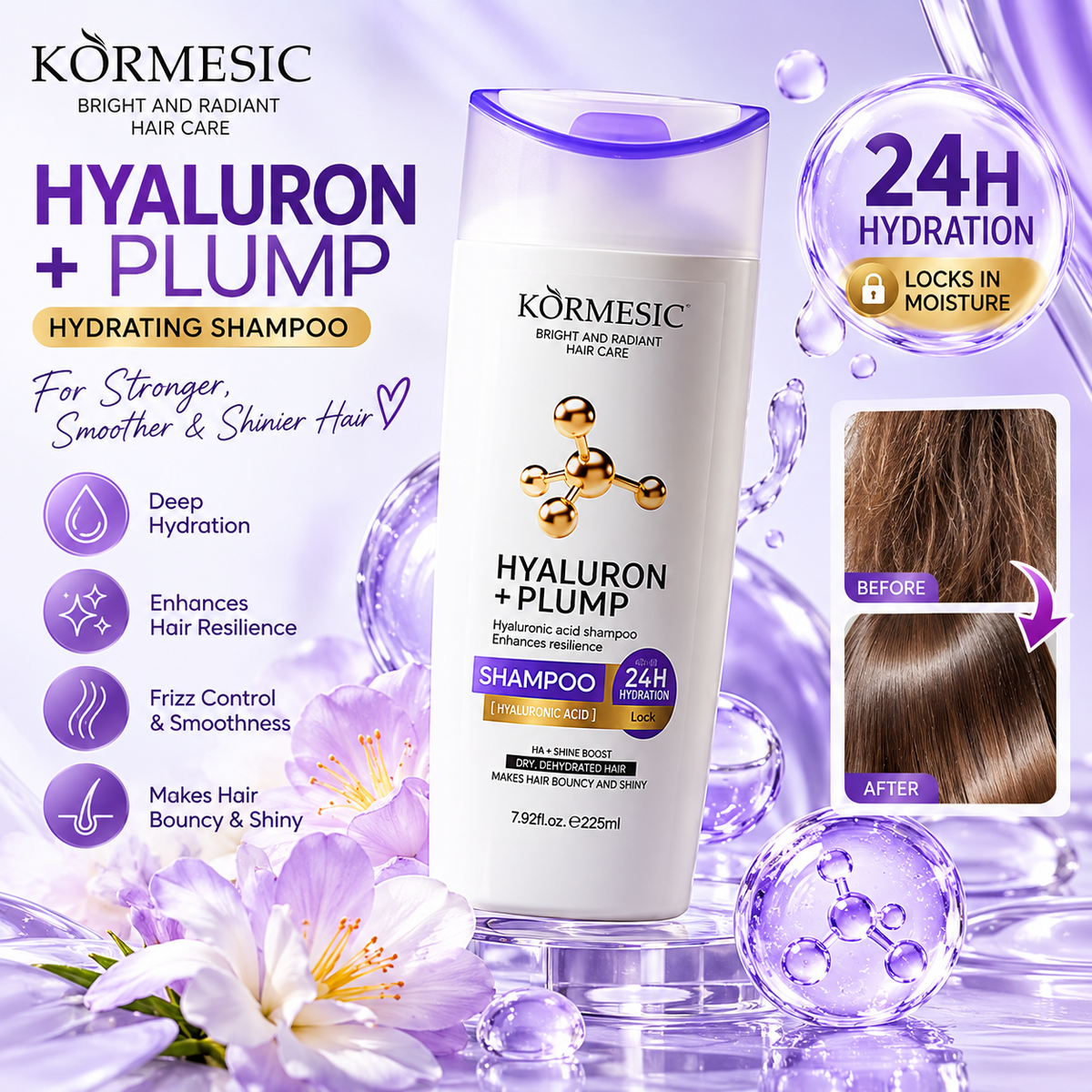 KORMESIC Hyaluron + Plump Shampoo or Conditioner 225ml