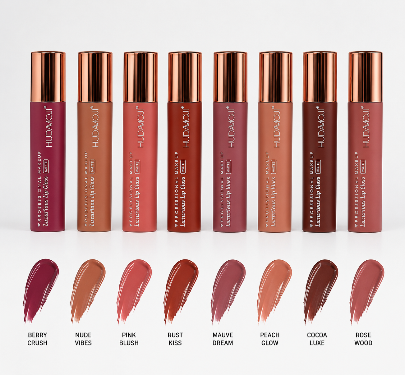 Hudamoji Super Luxurious Lip Gloss High Pigmented Pack Of 8