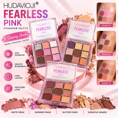 Hudamoji Fearless Pink Eyeshadow Palettes – Pack of 3