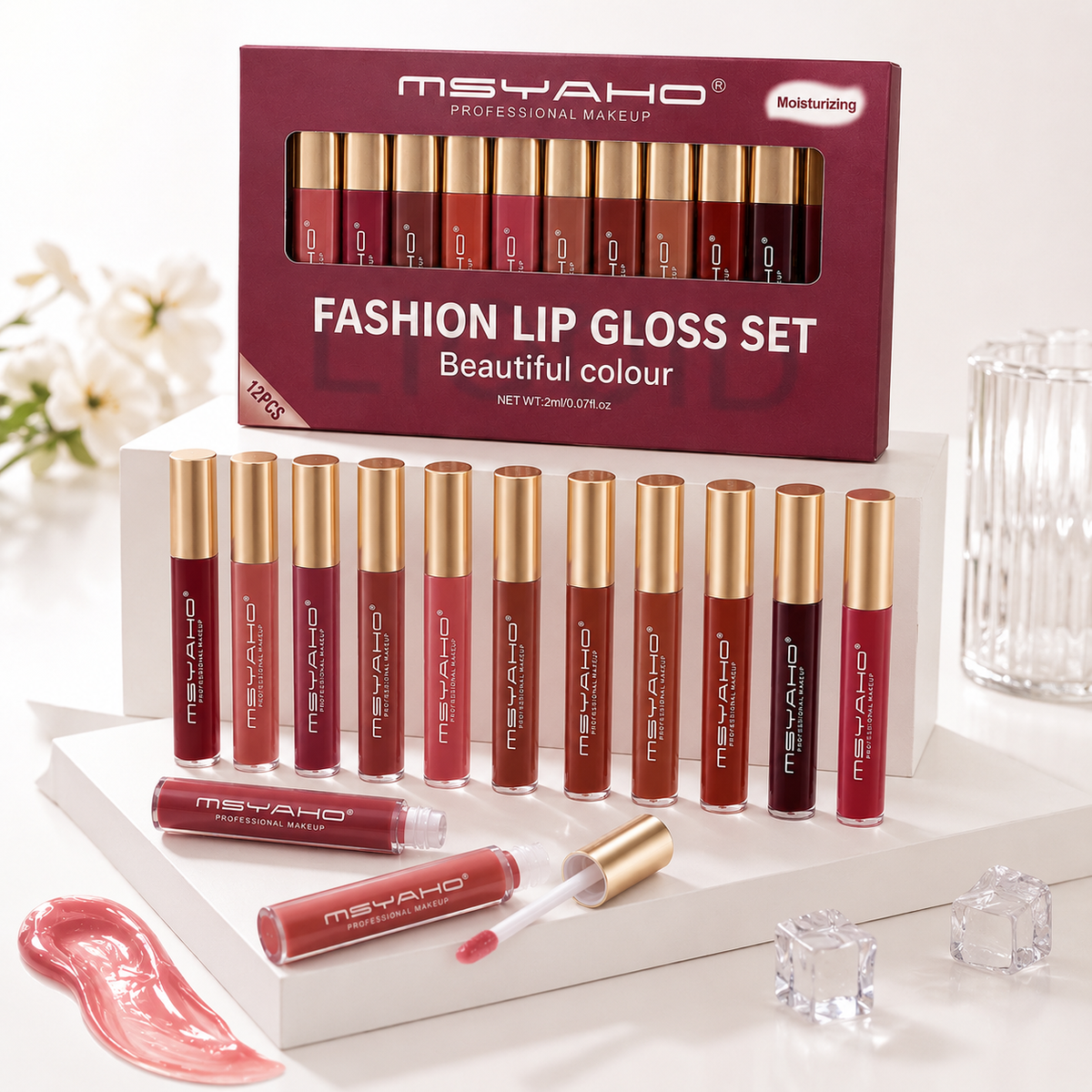MSYAHO Moisturizing Glow Lip Gloss 12 Pcs Set
