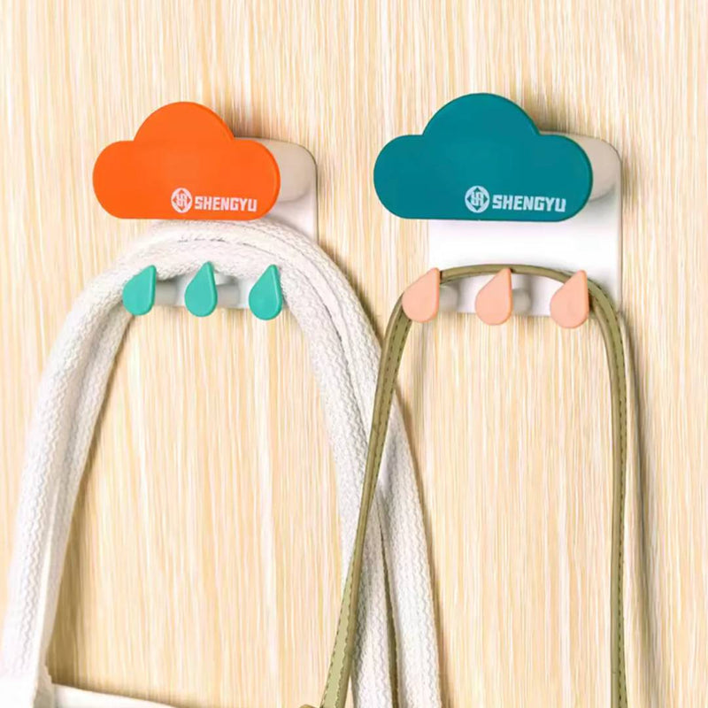 Multipurpose Cloud Water Drop Shaped Hook Key Holder Traceless Adhesive Hook