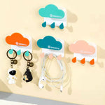 Multipurpose Cloud Water Drop Shaped Hook Key Holder Traceless Adhesive Hook