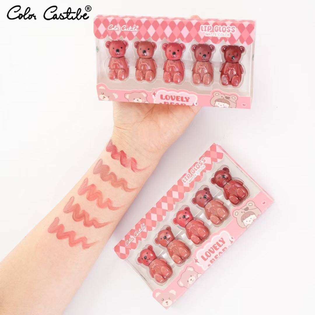 Color Castle Cute Bear Waterproof Lip Tint + Lip Gloss Set