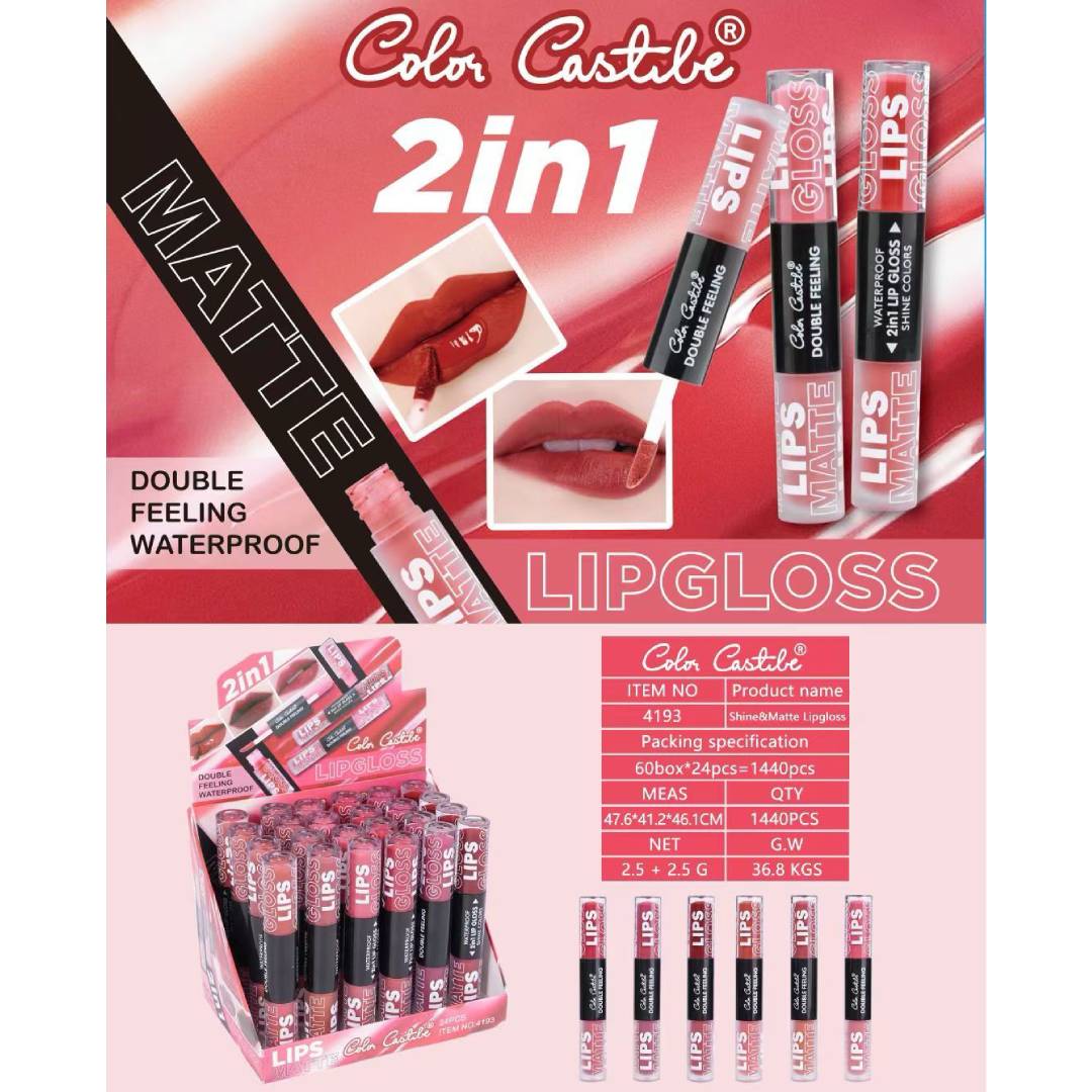 Color Castle 2in1 Matte Double Feeling Waterproof Lipgloss 6Pcs Set