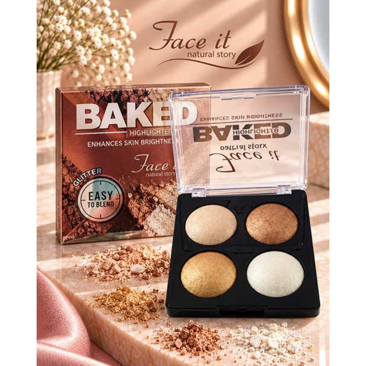 Face It 4-Color Baked Highlighter Palette