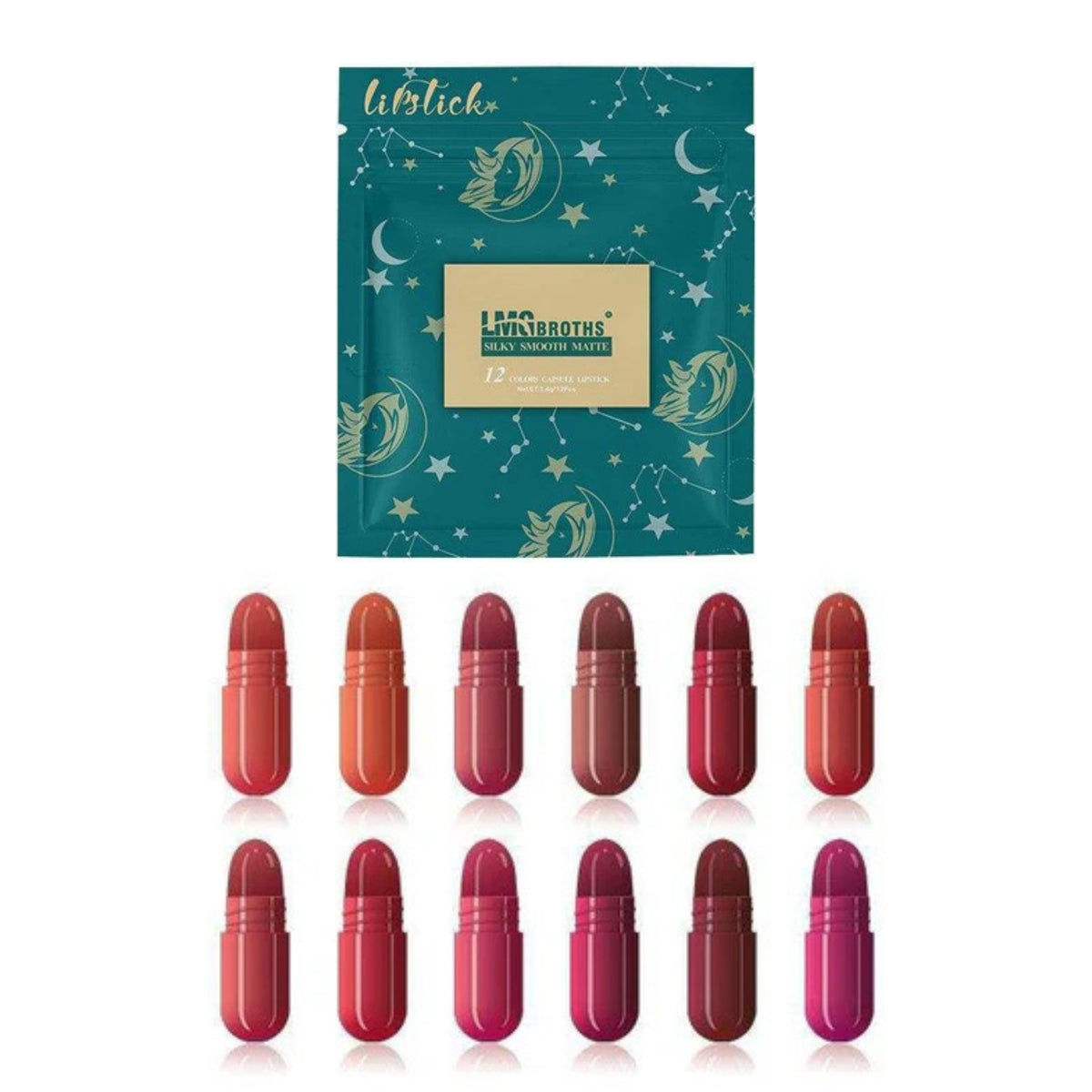 LMG Broths 12 Colors Thermochromic Lipstick Set  Color Changing Capsule Lipsticks Moisturizing Long Lasting Lip Balm