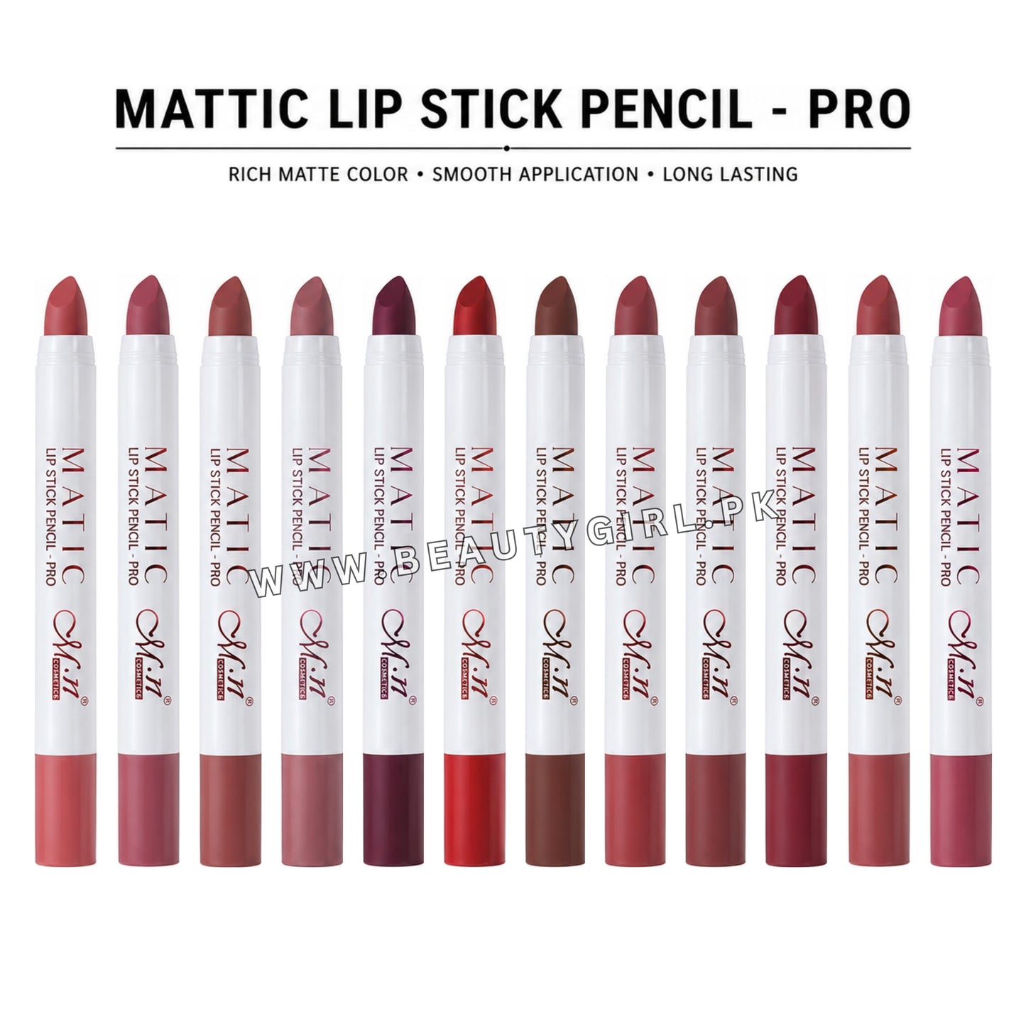 MN New Mattic Lipstick Pencil Pro Pack of 12