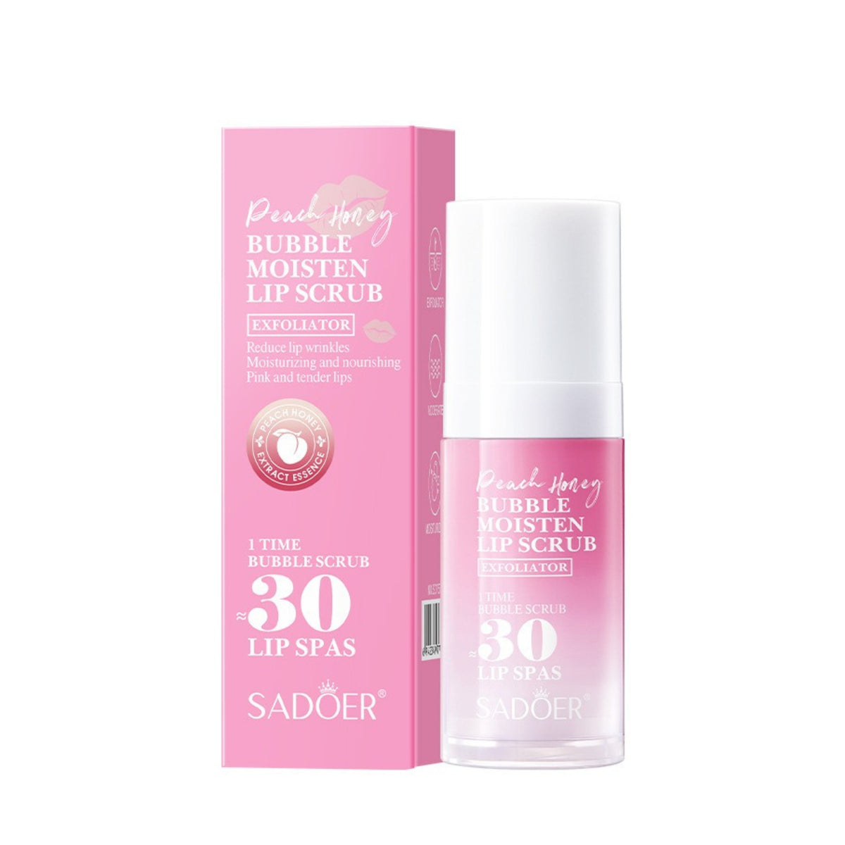 Sadoer Peach Honey Bubble Moisten Lip Scrub