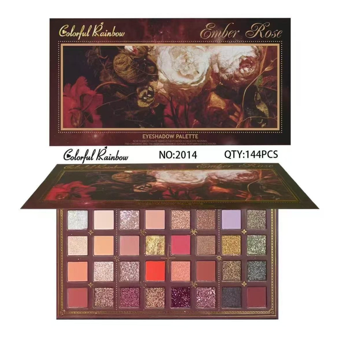Colorful Rainbow Ember Rose 32 Color Eyeshadow Palette