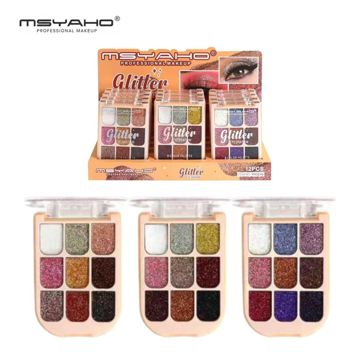 MSTYAHO 9 Color Glitter Eyeshadow Palette Pack of 3