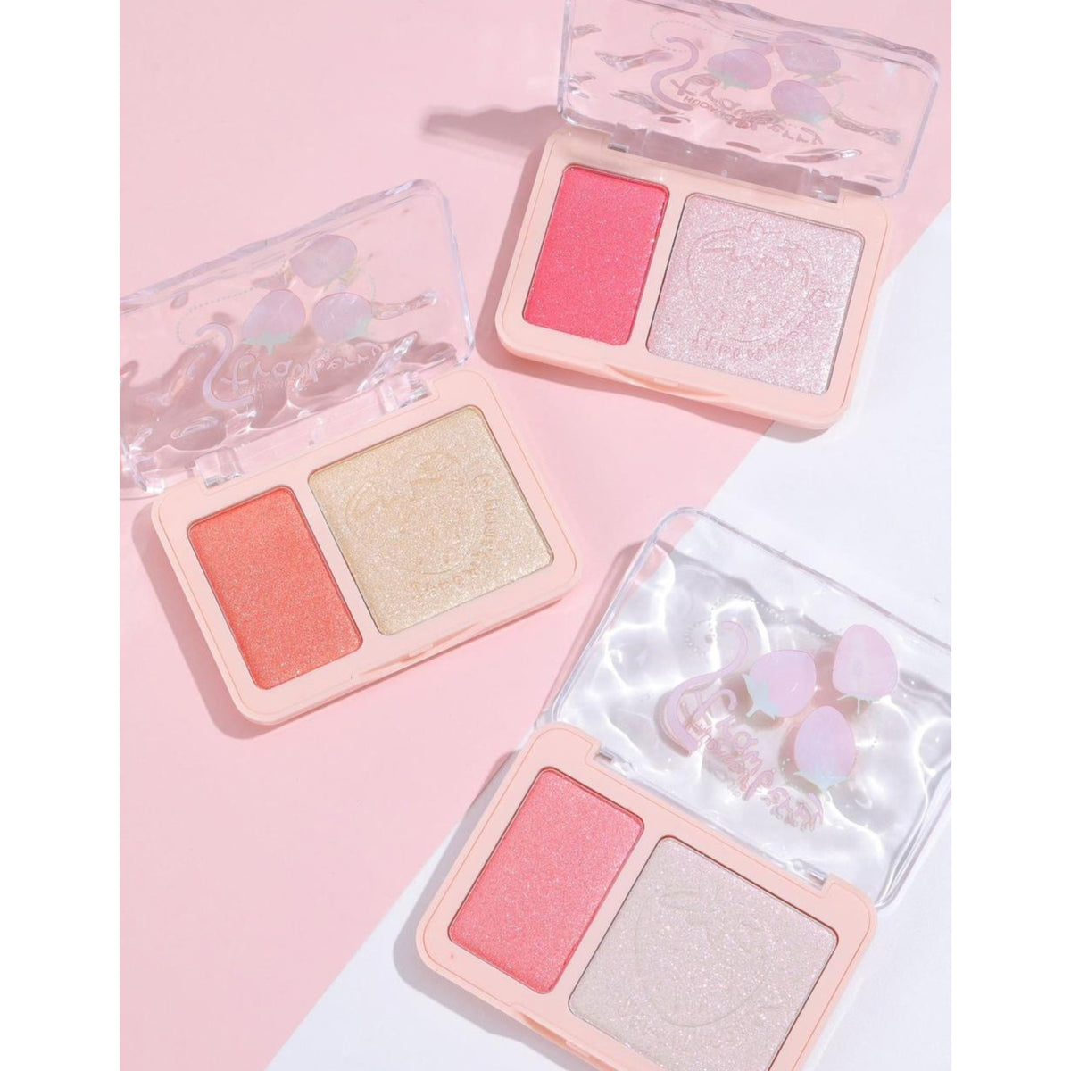 Hudamoji Strawberry Glow Blush & Highlighter Pack of 3