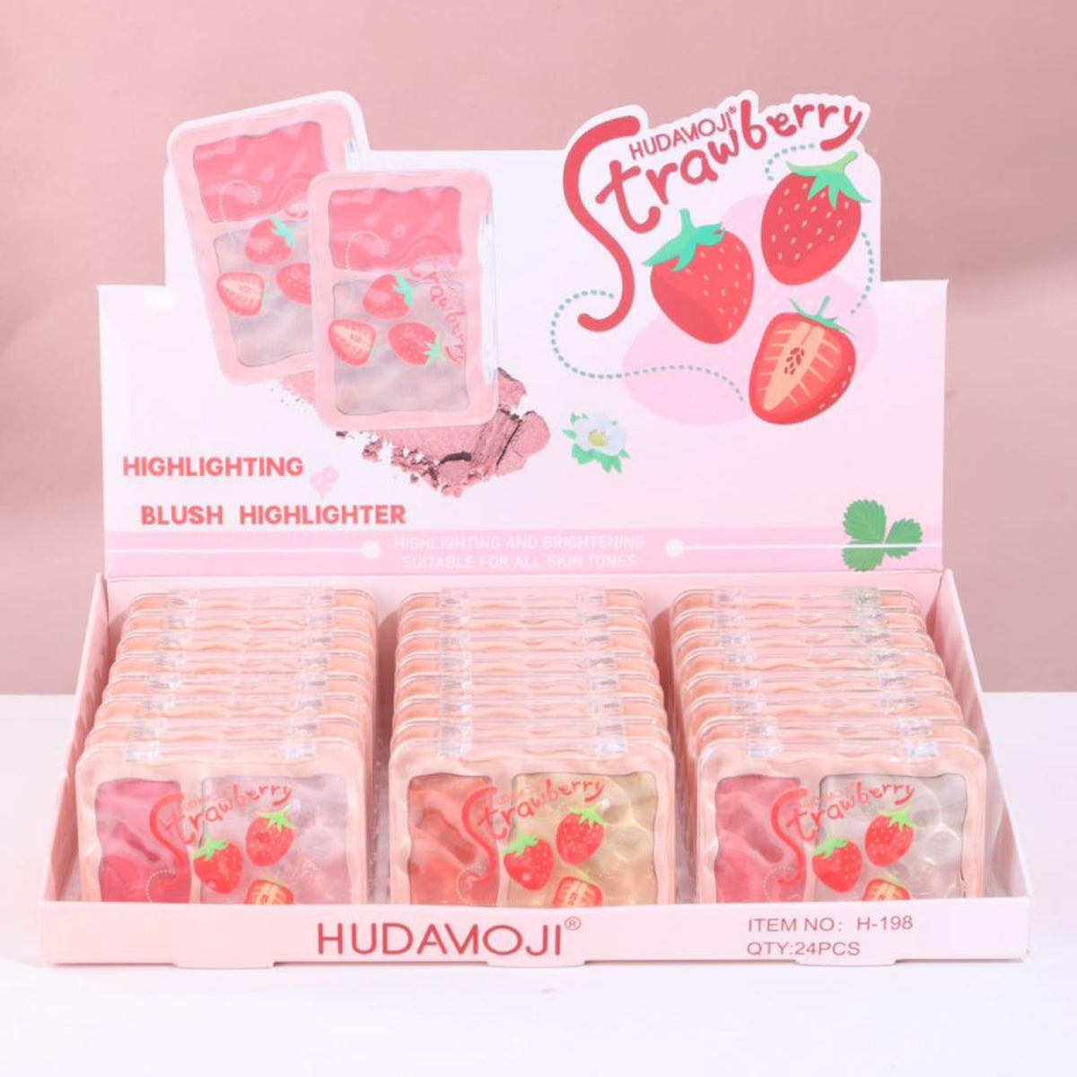 Hudamoji Strawberry Glow Blush & Highlighter Pack of 3