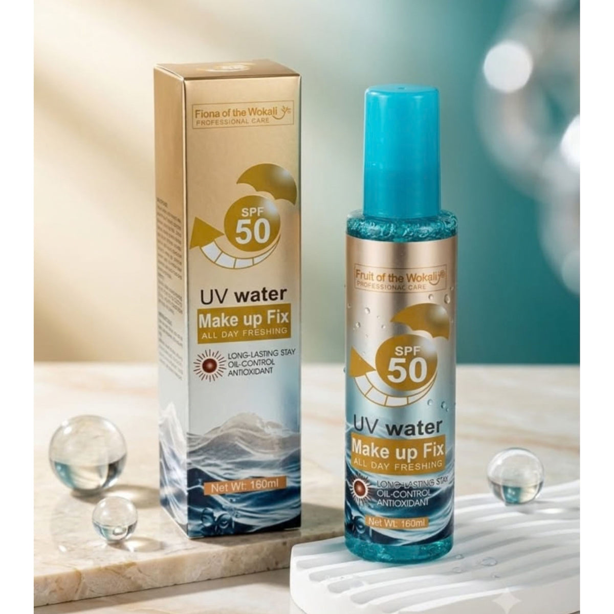 Fiona of the Wokali UV Water Makeup Fix Spray SPF 50 160ml