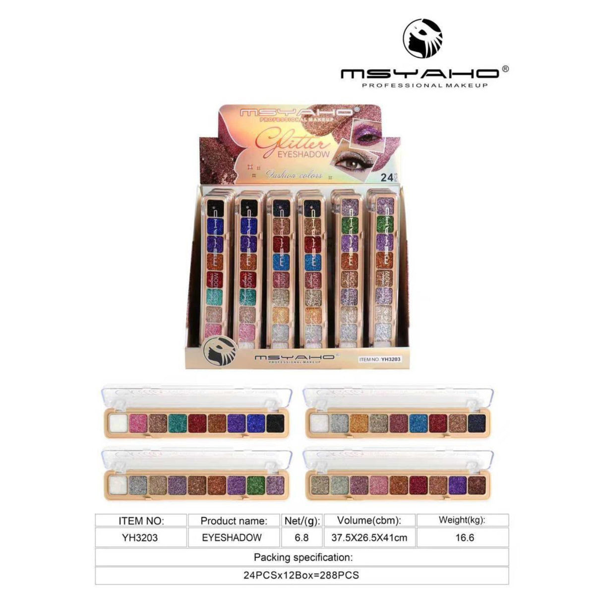 MSYAHO Glitter Eyeshadow Palette 10 Shades
