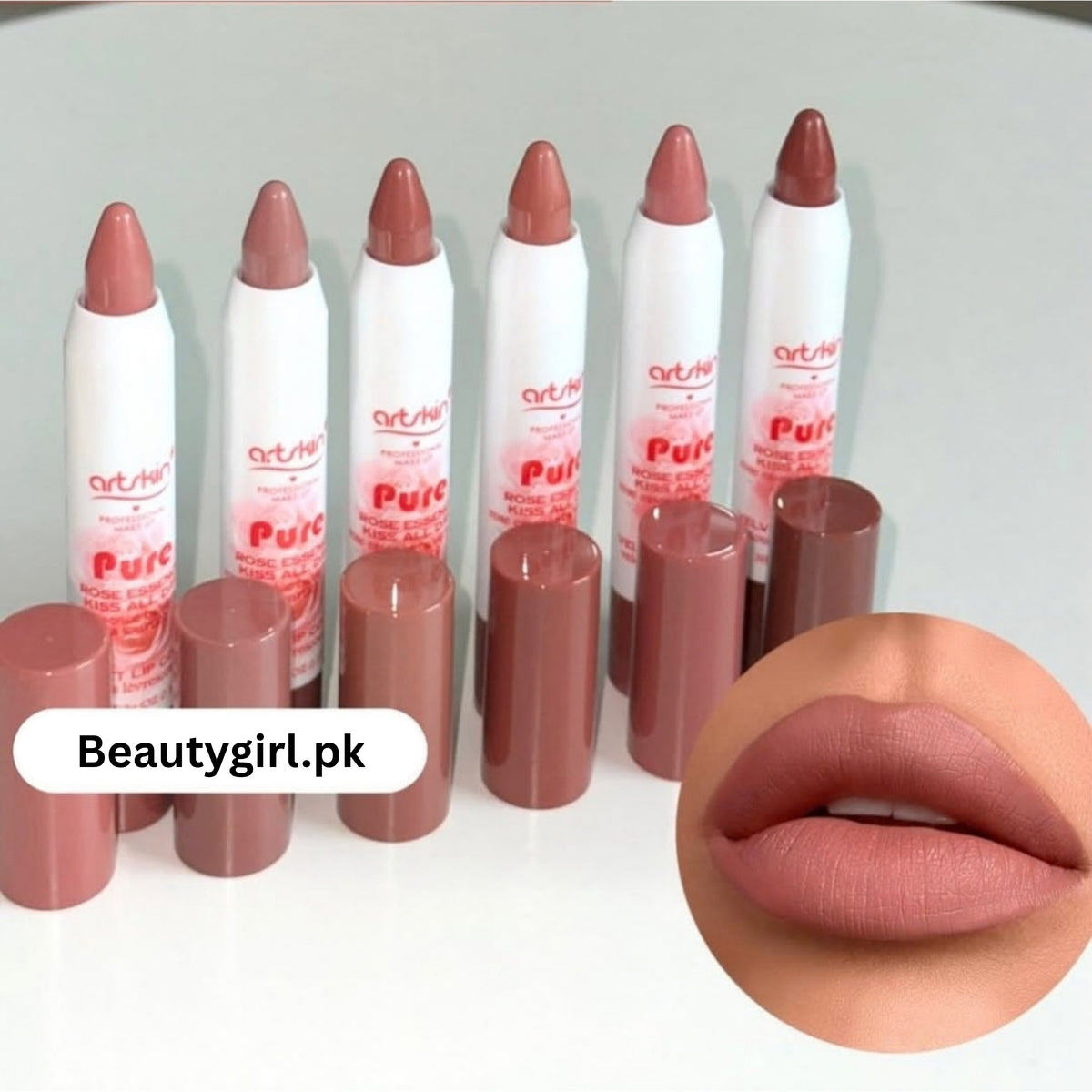 Artkin Rose Matte Lip Crayons Set of 6