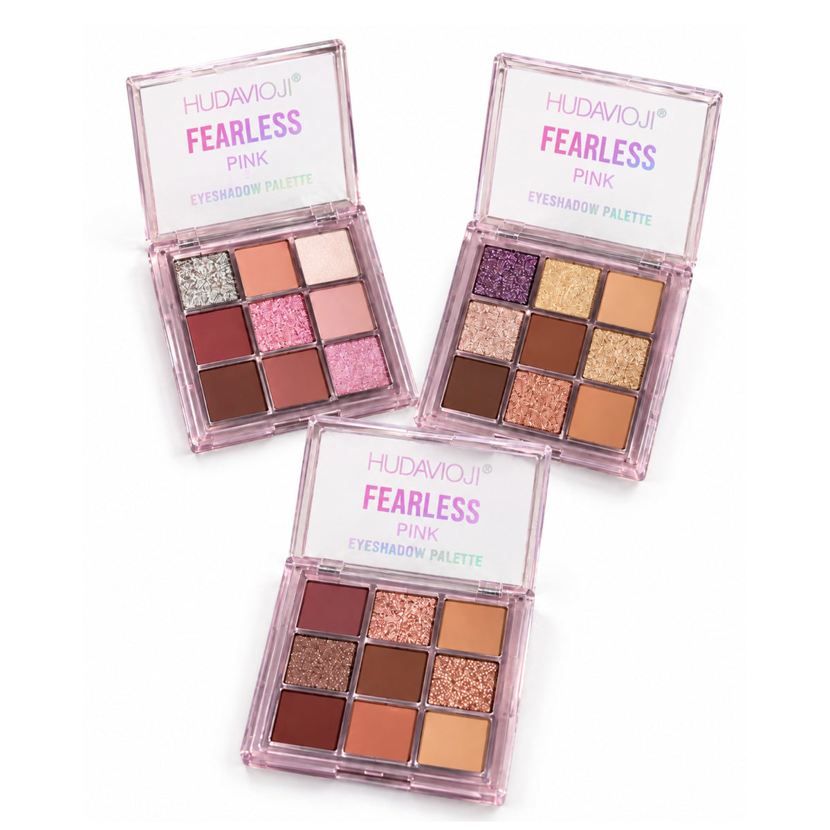 Hudamoji Fearless Pink Eyeshadow Palettes – Pack of 3