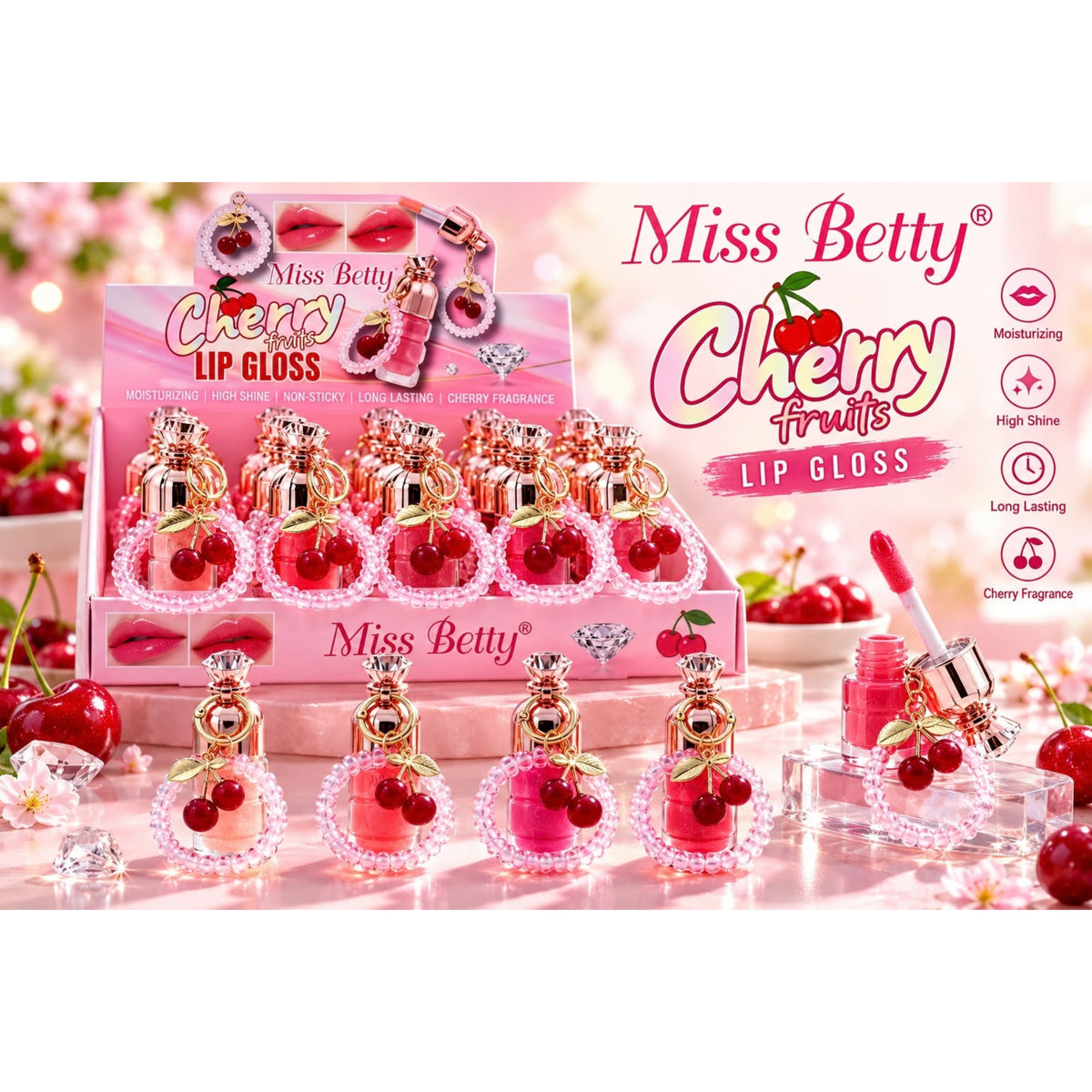 Miss Betty Cherry Shiny Lip Oil – Pack of 4
