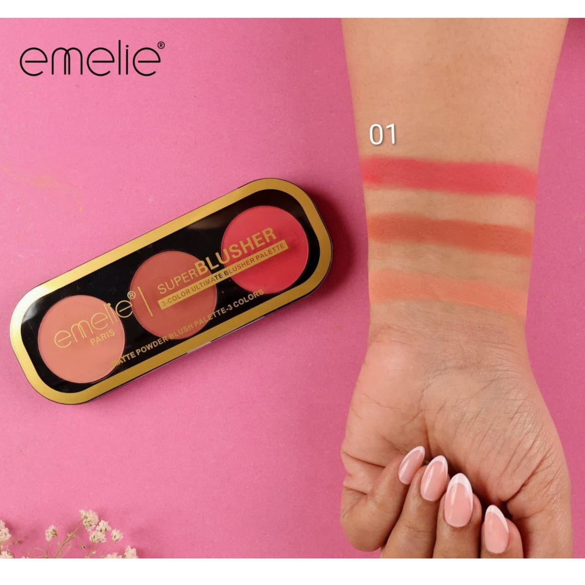 Emelie Paris Super 3-Color Matte Blusher Palette