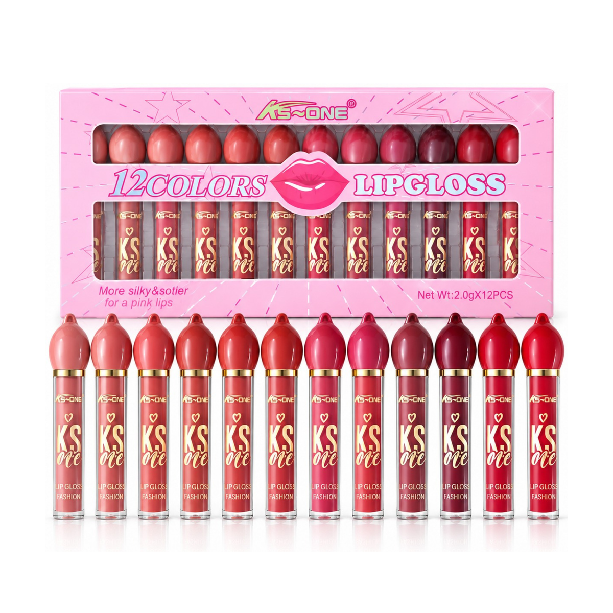 KS-ONE 12 Color Matte Lipgloss Set Smooth Long-Lasting Lip Makeup