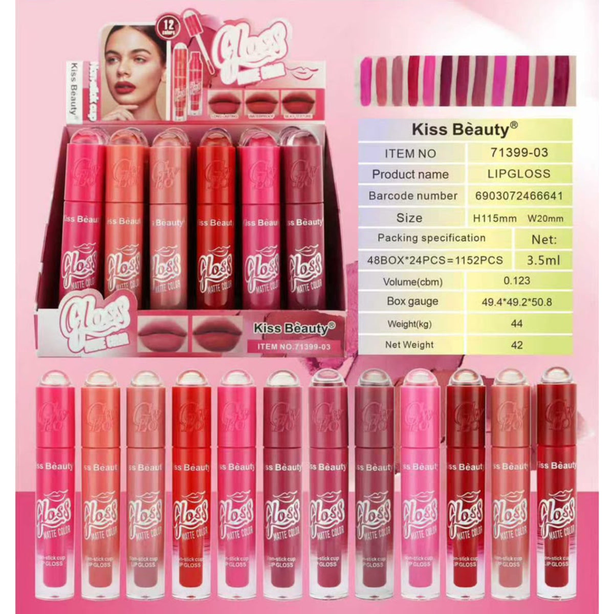 Kiss Beauty Matte Color 12pcs Lipgloss Set