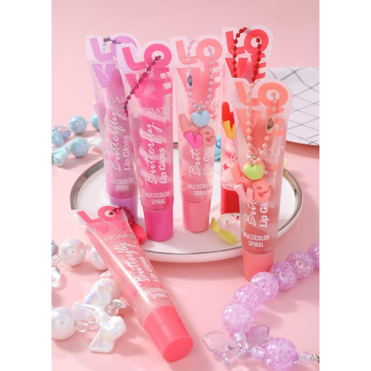 Hudamoji Butterfly Multicolor Spiral Shimmer Lip Gloss