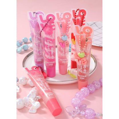 Hudamoji Butterfly Multicolor Spiral Shimmer Lip Gloss