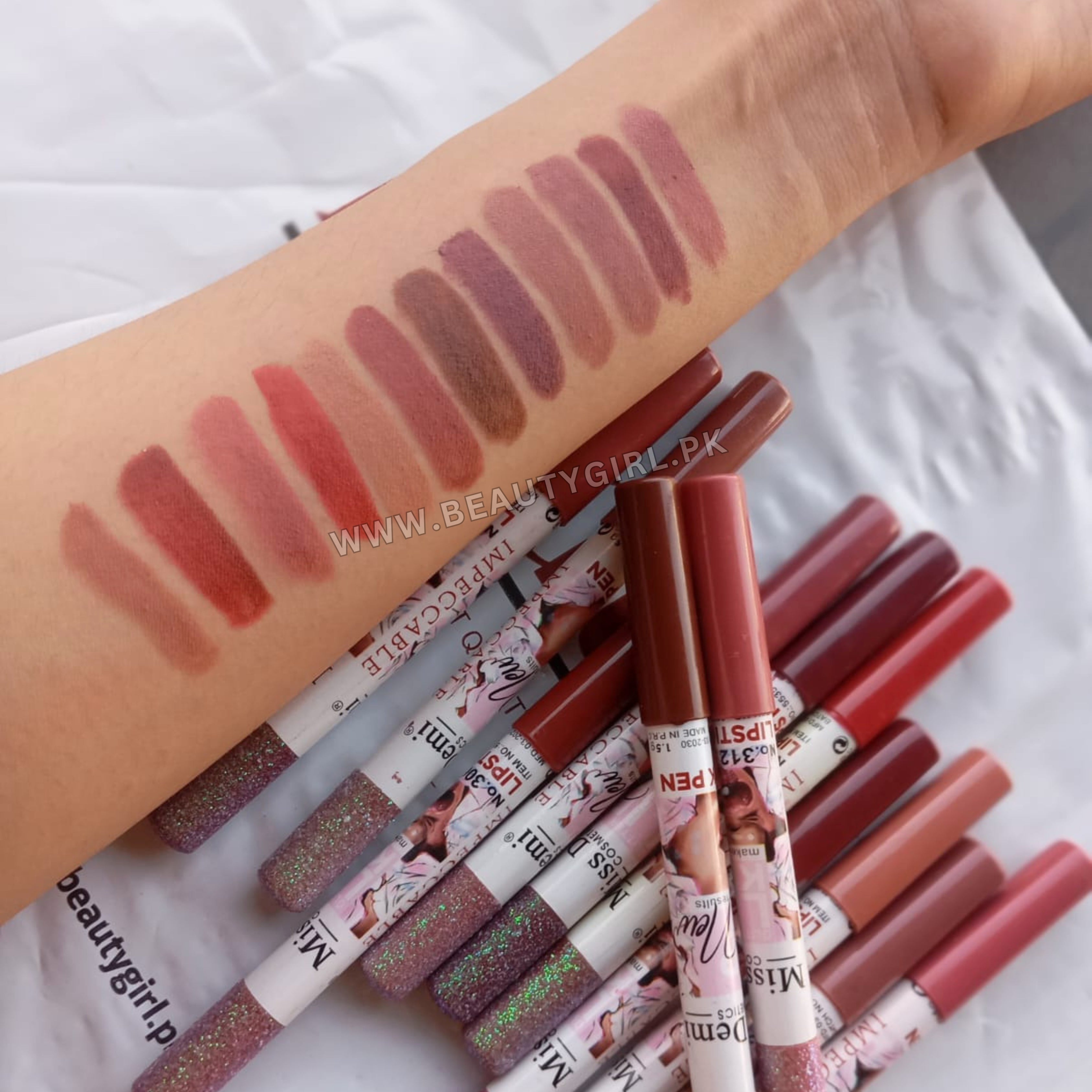 Miss Demi Matte High Pigmented Lip Pencils Pack of 12