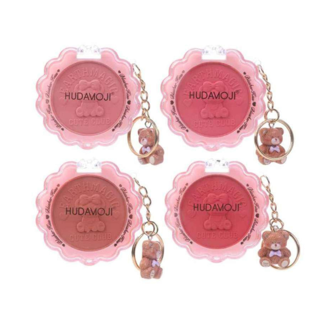 Hudamoji Blusher Kiss Cute Club Compact Blush with Cute Bear Keychain