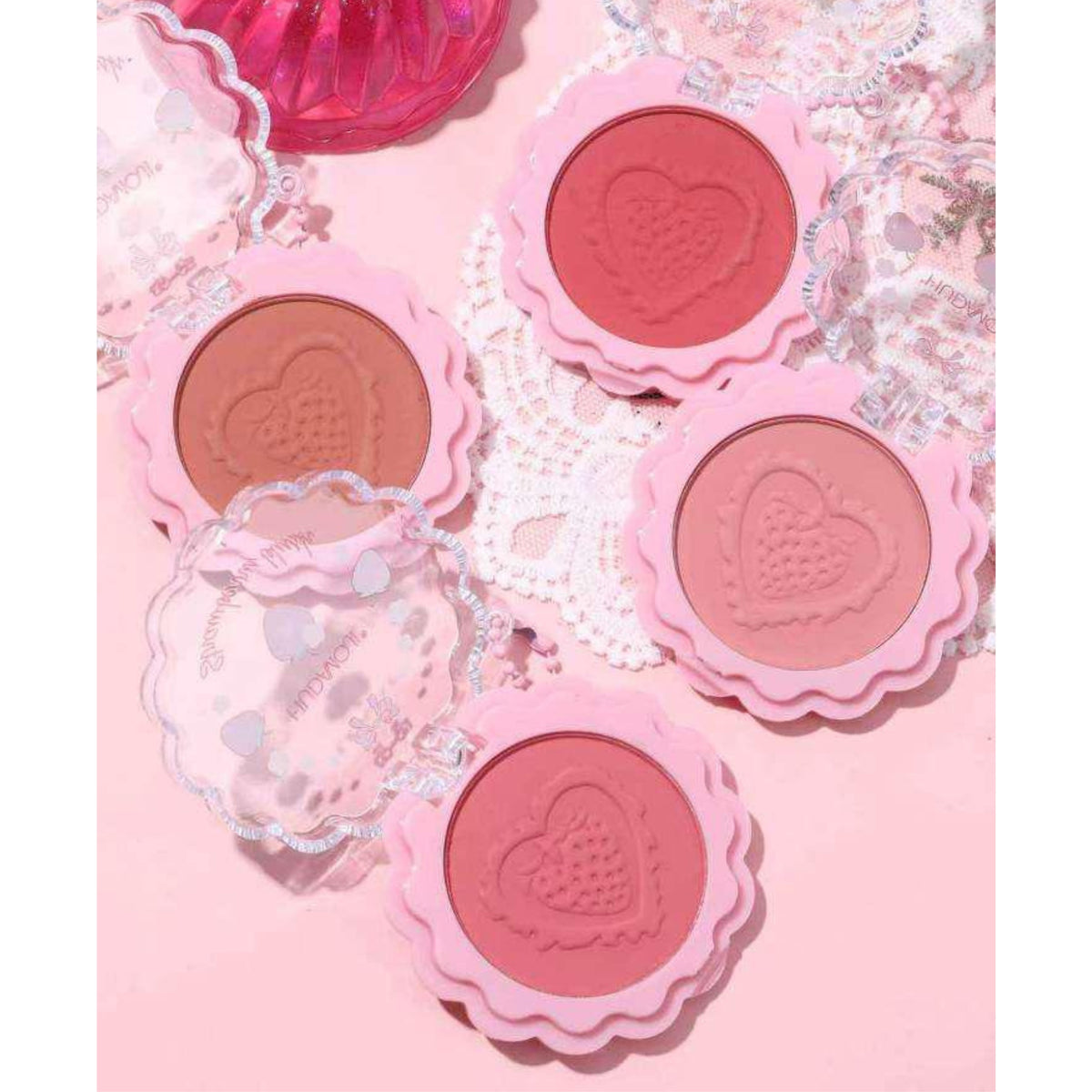 Hudamoji Blusher Kiss Cute Club Compact Blush with Cute Bear Keychain