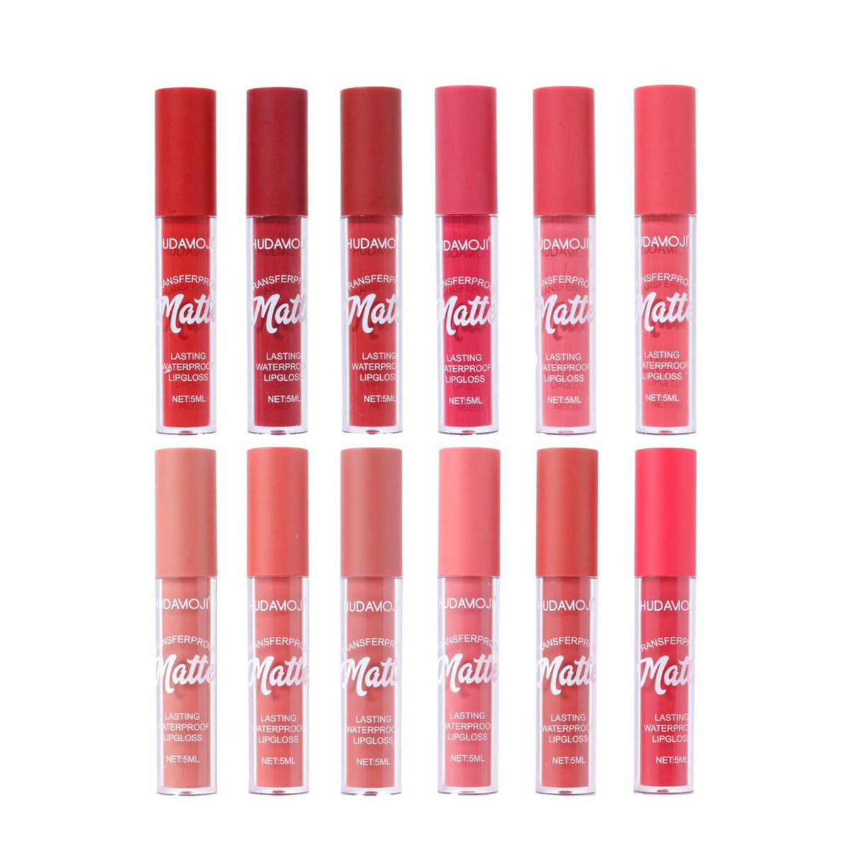Hudamoji Non Sticky Matte Long Lasting Lip Gloss Pack of 12