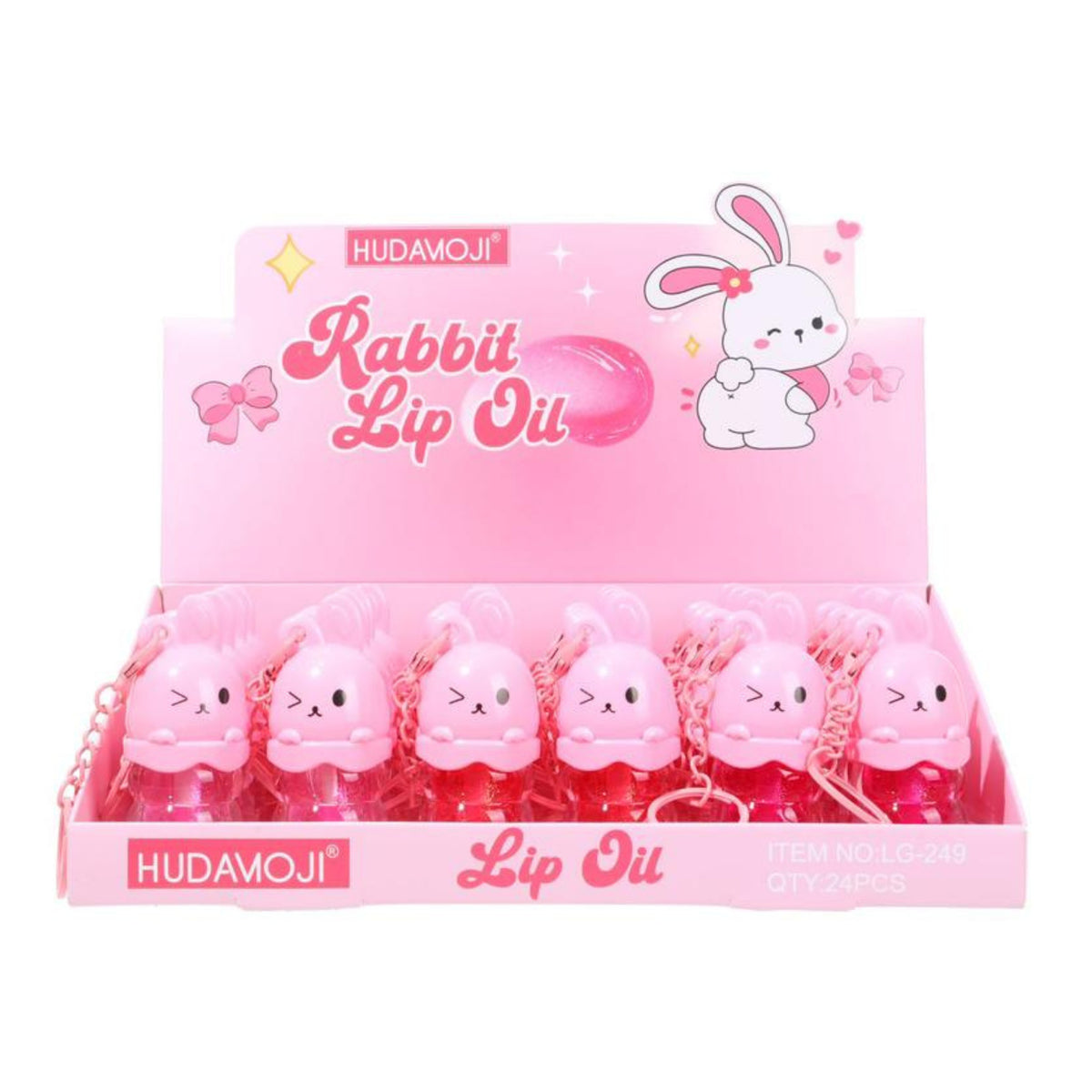 Hudamoji Rabbit Lip Oil – Hydrating Glossy Lip Oil with Cute Keychain Design