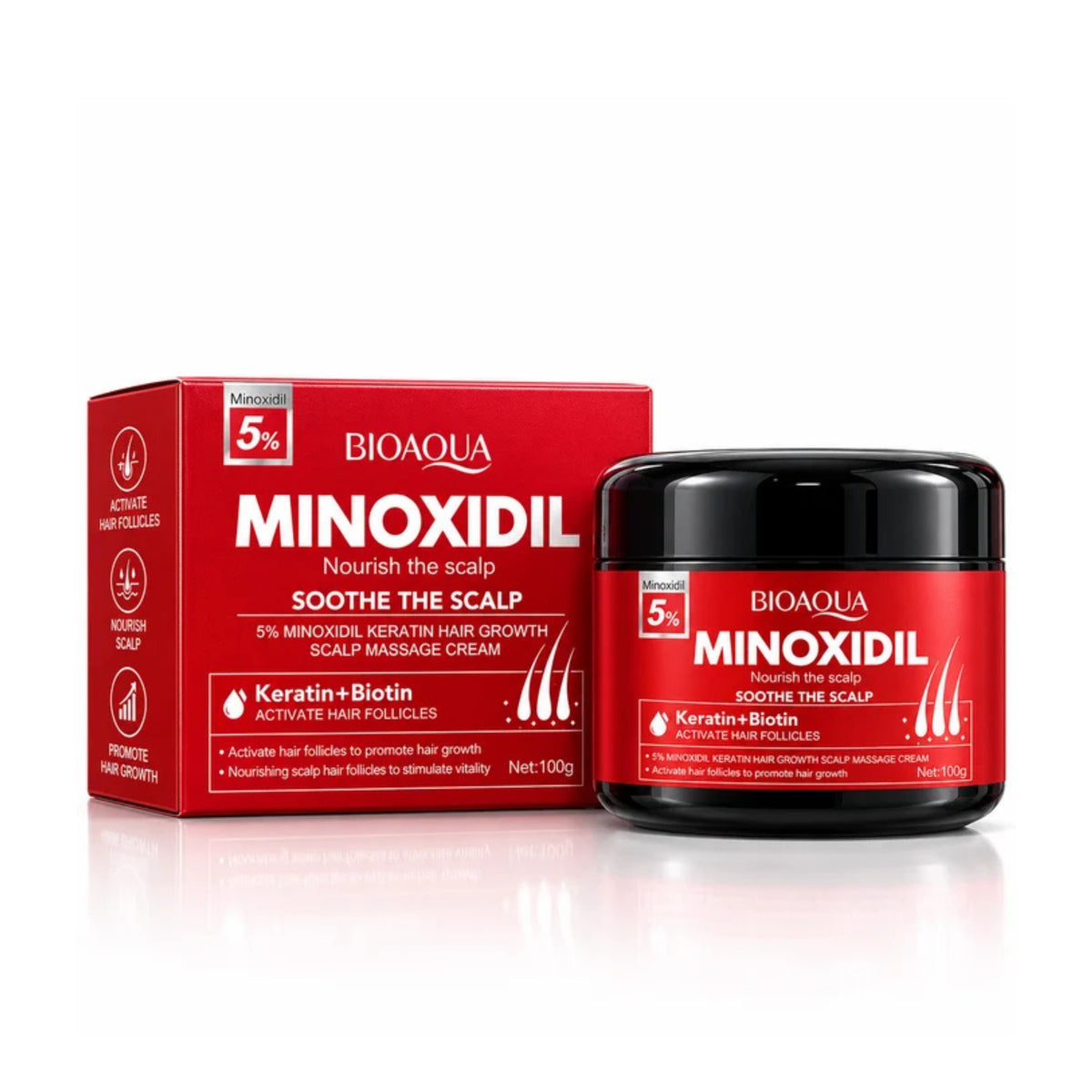 Bioaqua Minoxidil 5% Keratin & Biotin Scalp Massage Cream 100g