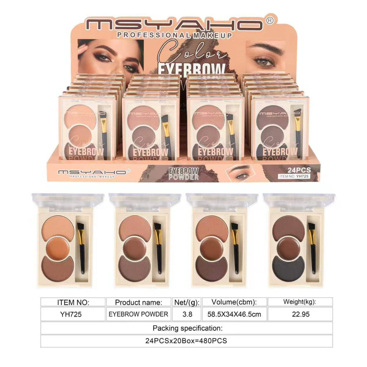 MSYAHO Brow Perfect Eyebrow Powder Kit with Brush