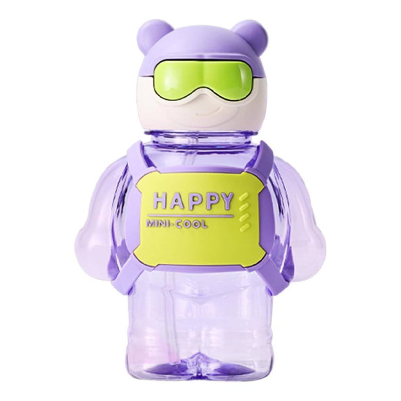 Cute Happy Mini Cool Water Bottle  With Straw