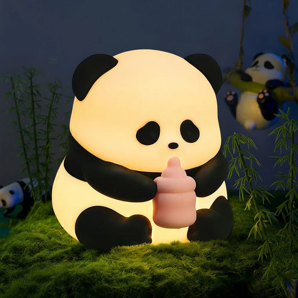 Cute Silicone Led Night Light USB Rechargeable Touch Control Feeding Panda