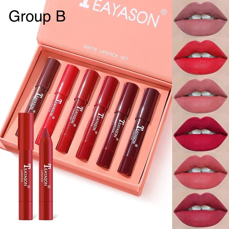 Teayason Creamy Matte Crayons Lipsticks Set of 6