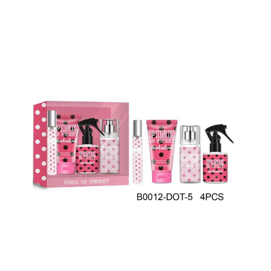 Pink In Sweet Fragrance And Body Care 4pcs Set
