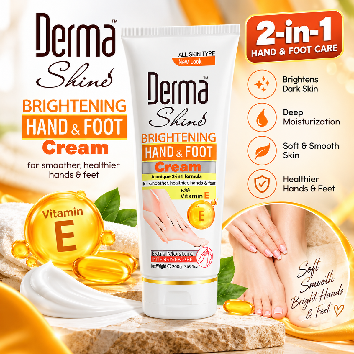 Derma Shine Vitamin E Brightening Hand & Foot Cream 200g