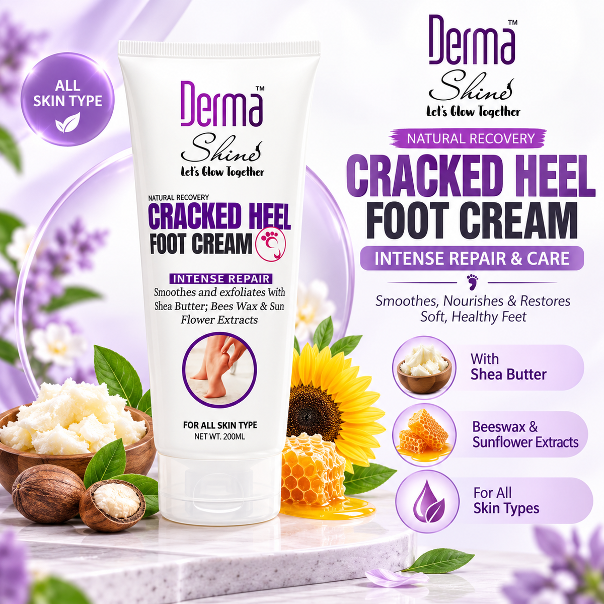 Derma Shine Cracked Heel Foot Cream 200ml