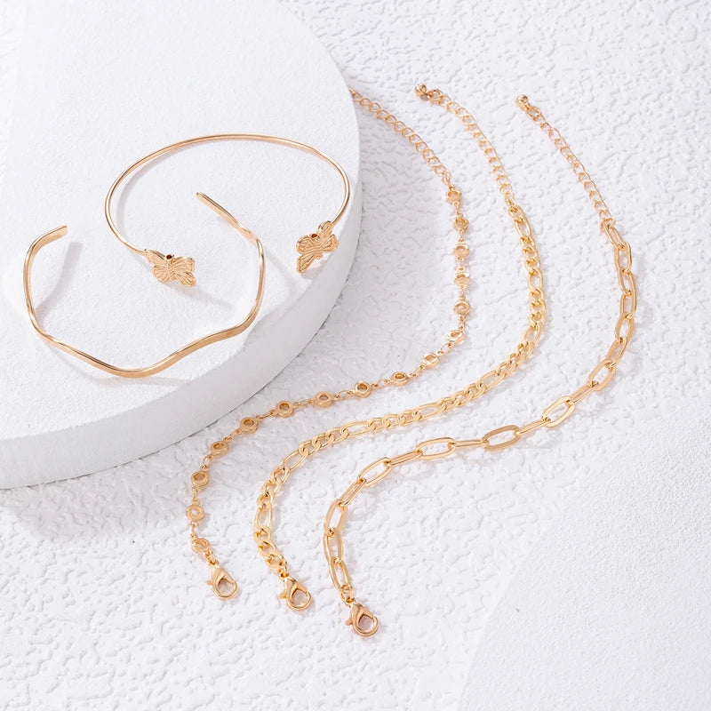 Fashion Gold Butterfly Gold Bangle 5 Pcs Set