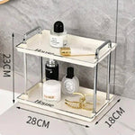 Double Layer Luxury Acrylic Shelf With Aluminum Rod Storage Rack Desktop Tray Storage Rack Desktop Rack Bathroom Organizer