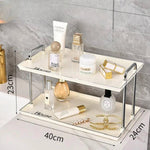 Double Layer Luxury Acrylic Shelf With Aluminum Rod Storage Rack Desktop Tray Storage Rack Desktop Rack Bathroom Organizer